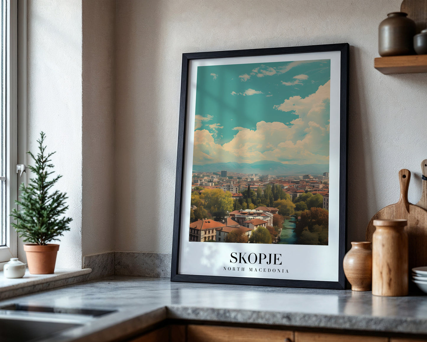 Skopje North Macedonia Cityscape Framed Poster – Framed Wall Art Poster - Image 4