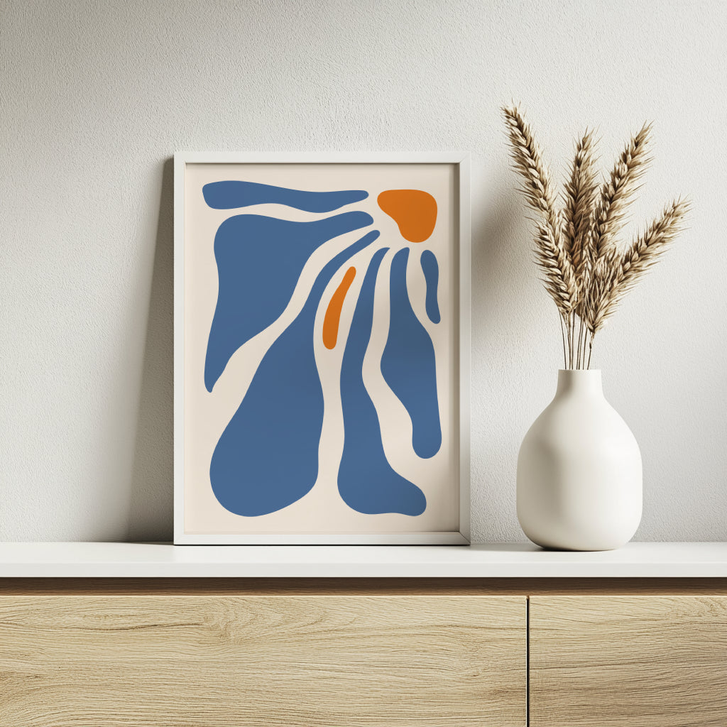 Organic Abstract Blue Orange Wall Art Set – Framed Wall Art Poster - Image 4