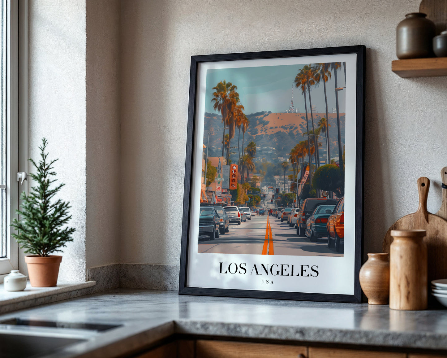Los Angeles Palm Trees Street View Framed Poster – Framed Wall Art Poster - Image 4