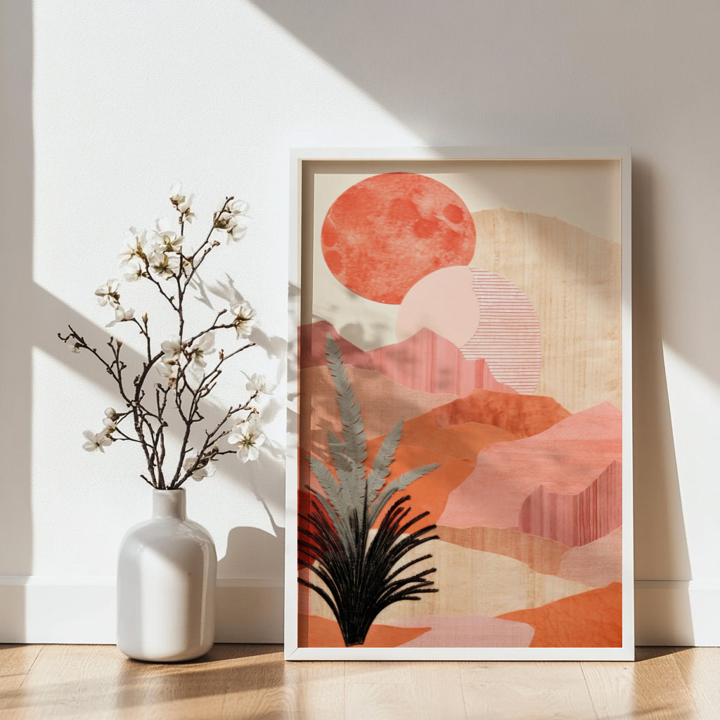 Earthy Brown Abstract Landscape Framed Poster - Image 3