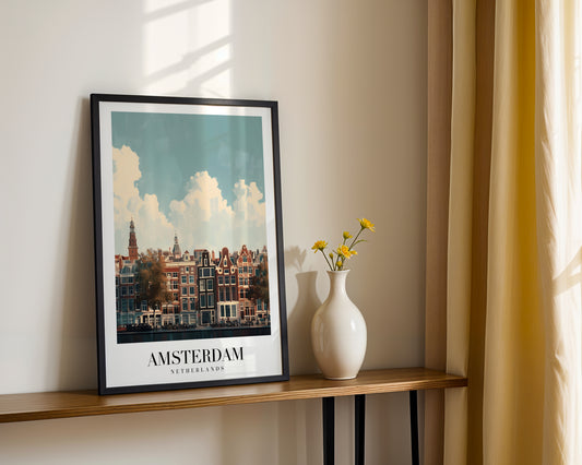 Amsterdam Canal Houses Cityscape Framed Poster – Framed Wall Art Poster - Image 2