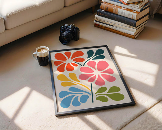 Vibrant Abstract Flowers Wall Art #2 – Framed Wall Art Poster - Image 2