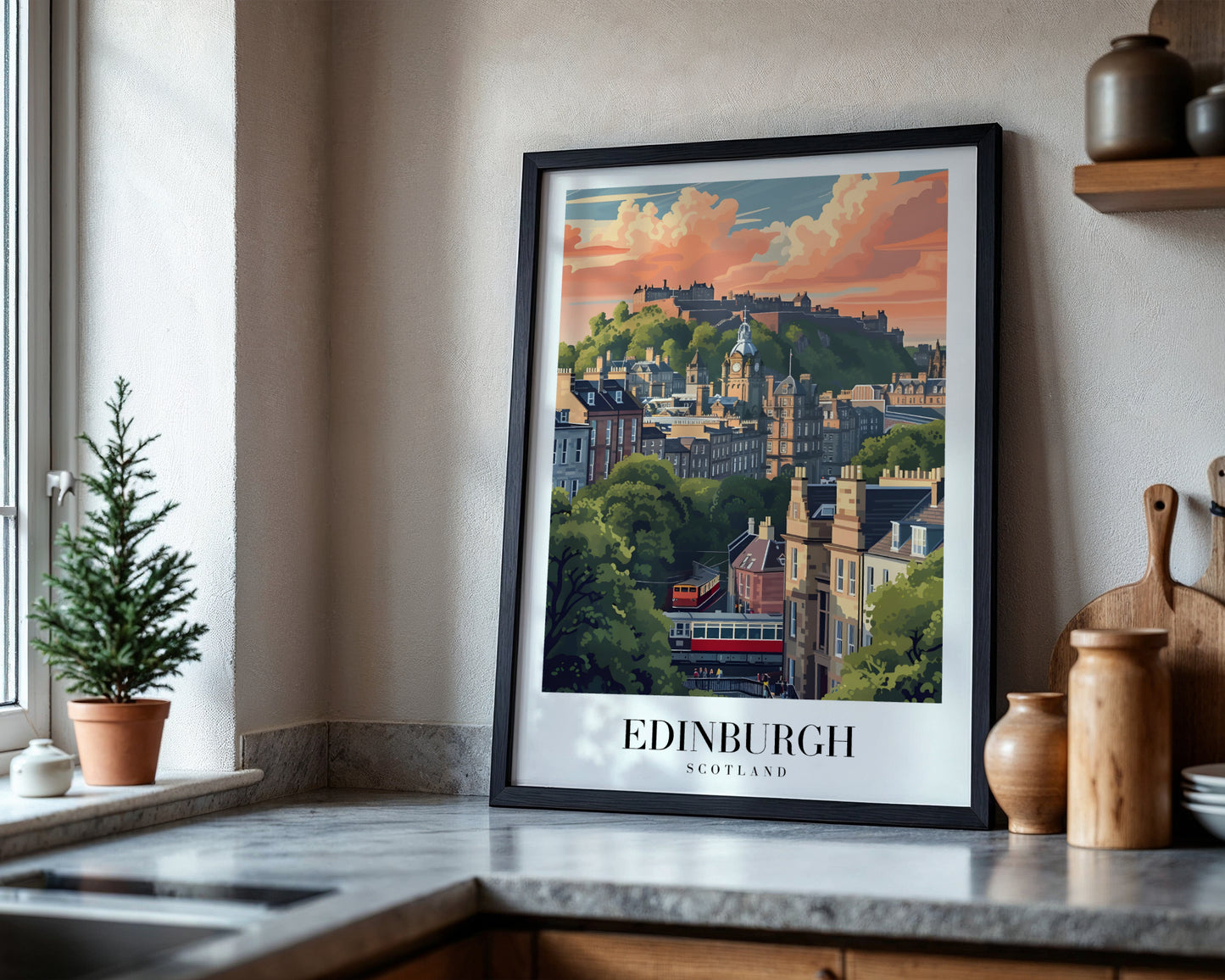 Edinburgh Scotland Cityscape Framed Poster – Framed Wall Art Poster - Image 4