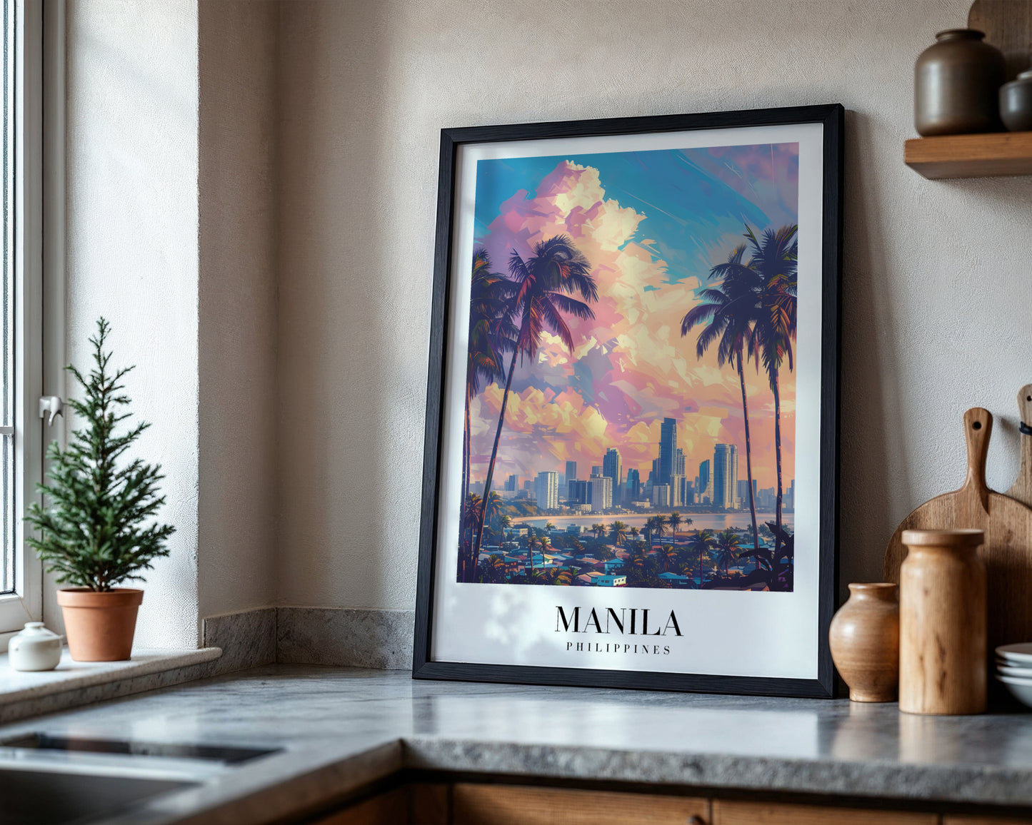 Manila Philippines Cityscape Sunset Framed Poster – Framed Wall Art Poster - Image 4