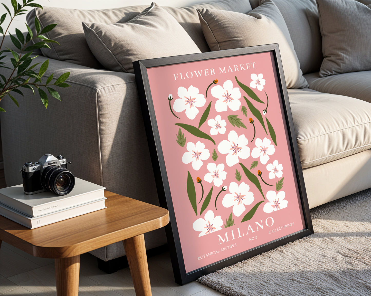 Milano Flower Market White Floral Framed Poster – Framed Wall Art Poster - Image 4