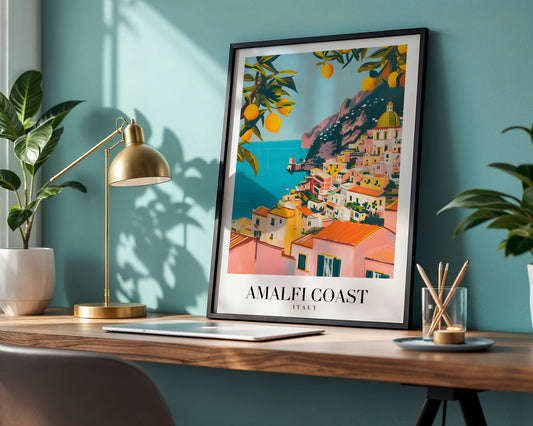 Amalfi Coast Italy Vintage Travel Framed Poster – Framed Wall Art Poster - Image 1