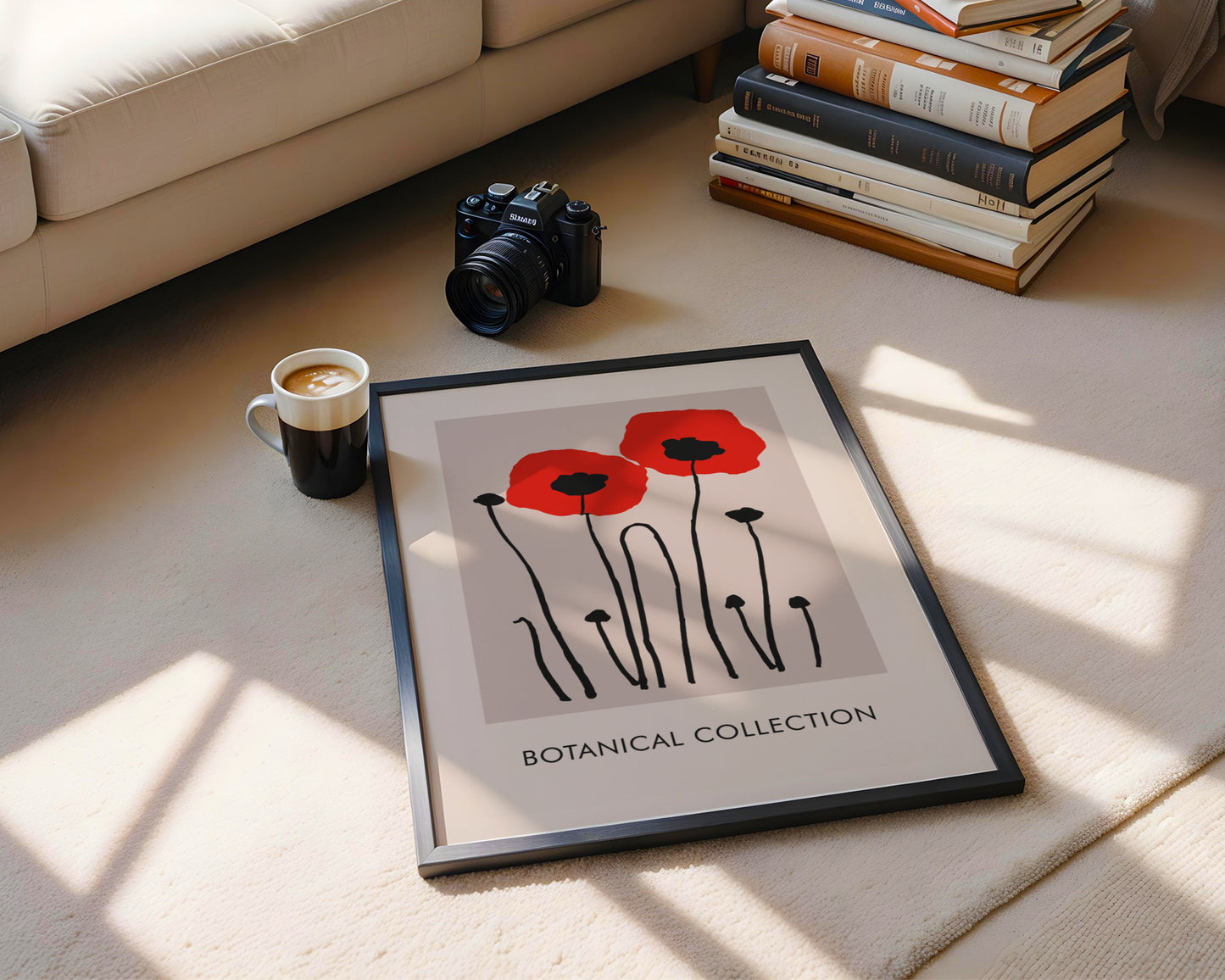 Minimalist Red Poppy Botanical Framed Poster – Framed Wall Art Poster - Image 4