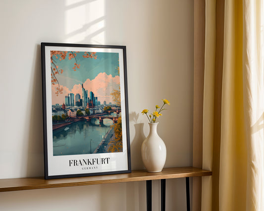 Frankfurt Germany Modern Cityscape Framed Poster – Framed Wall Art Poster - Image 2