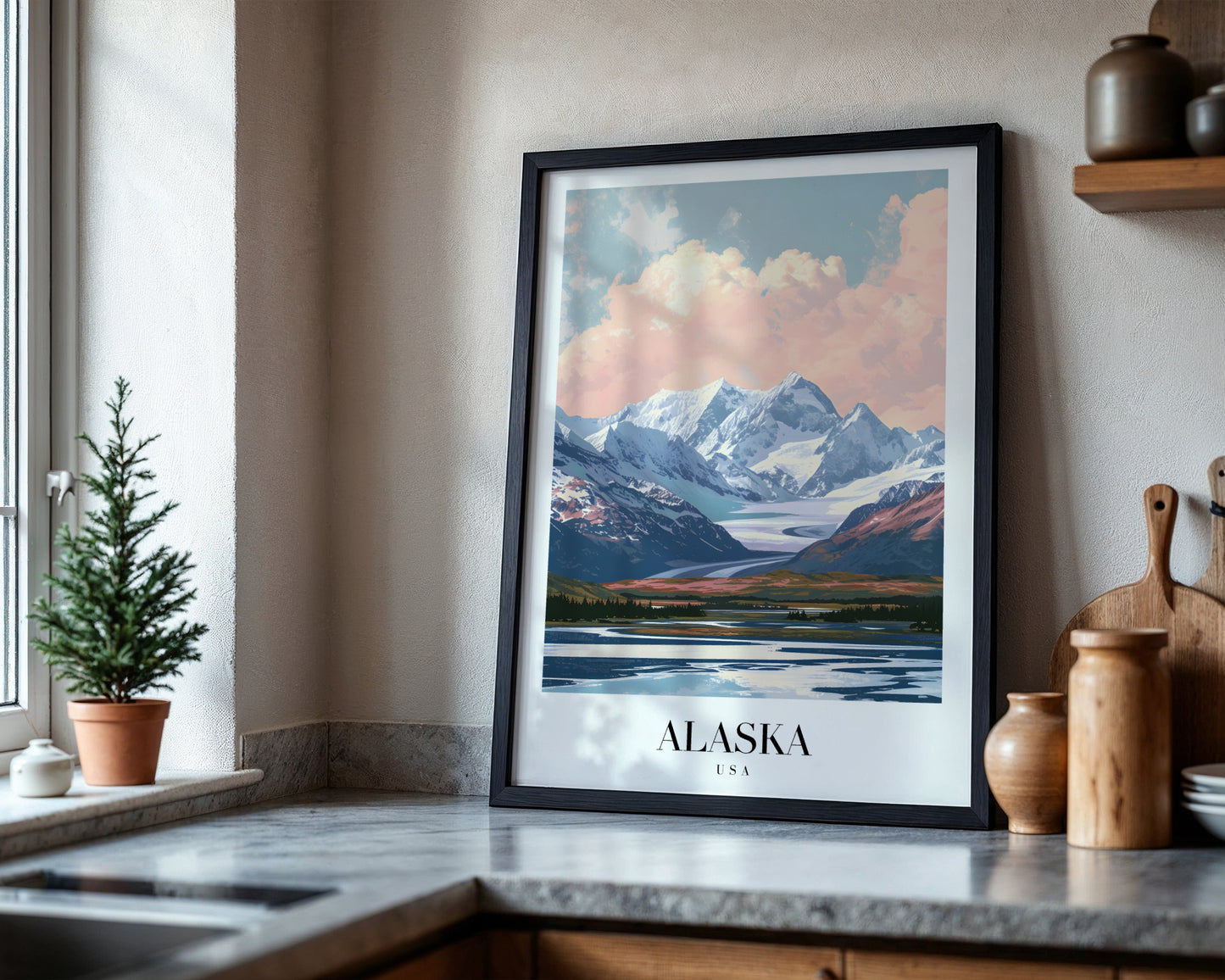 Alaska Mountains & Glacier Lake Framed Poster – Framed Wall Art Poster - Image 4
