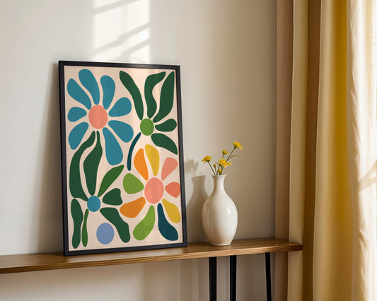 Vibrant Abstract Floral Pattern Framed Poster – Framed Wall Art Poster - Image 2