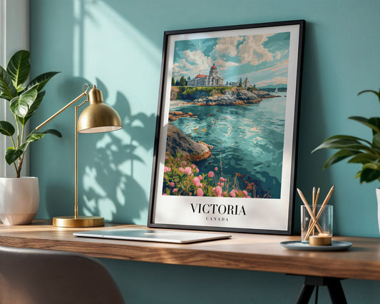 Victoria Canada Coastal Landscape Framed Poster – Framed Wall Art Poster - Image 1