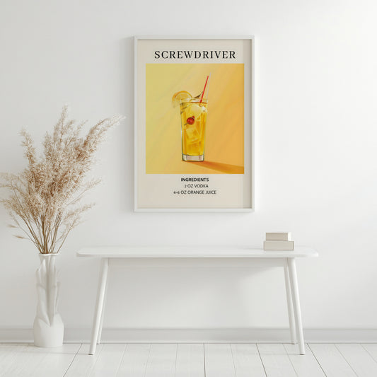 Screwdriver Cocktail Recipe Framed Poster – Framed Wall Art Poster - Image 2