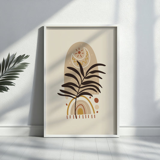 Boho Abstract Plant & Moon Framed Poster – Framed Wall Art Poster - Image 2