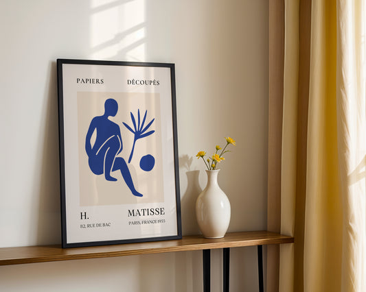 Matisse Inspired Blue Abstract Figure Framed Poster - View 2