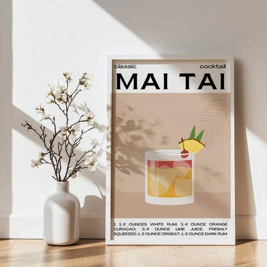 Classic Mai Tai Cocktail Recipe Framed Poster#1 – Framed Wall Art Poster - Image 2