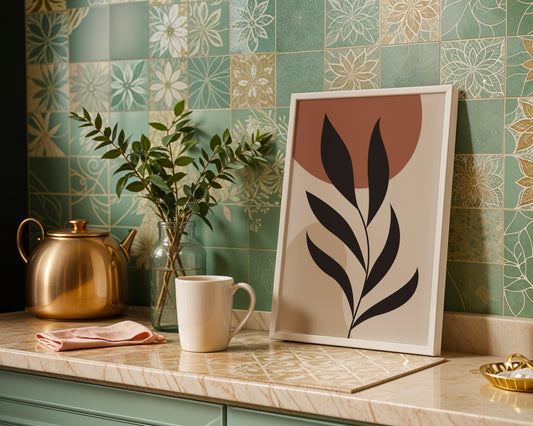 Modern Abstract Botanical Leaf Framed Poster – Framed Wall Art Poster - Image 2