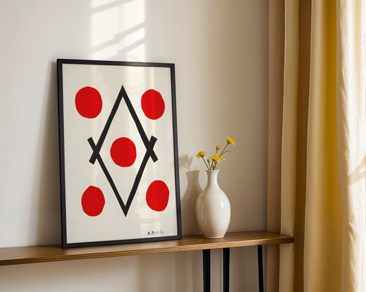 Matisse-Inspired Abstract Red Dots Framed Poster - View 2