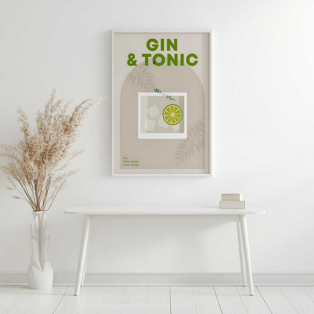 Gin & Tonic Cocktail Recipe Framed Poster#2 – Framed Wall Art Poster - Image 4