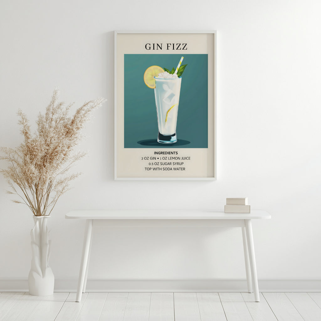 Gin Fizz Cocktail Recipe Framed Poster – Framed Wall Art Poster - Image 4
