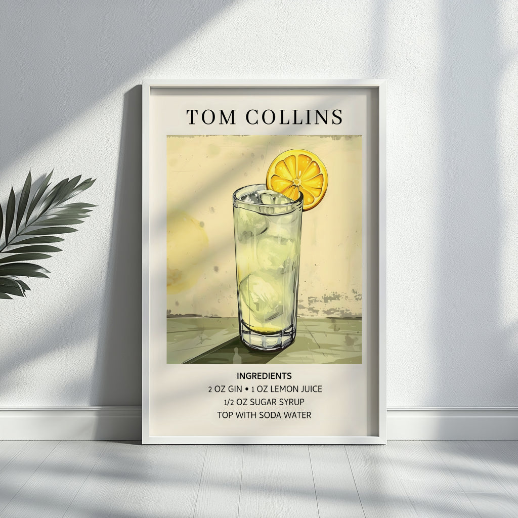 Tom Collins Cocktail Recipe Framed Poster – Framed Wall Art Poster - Image 4