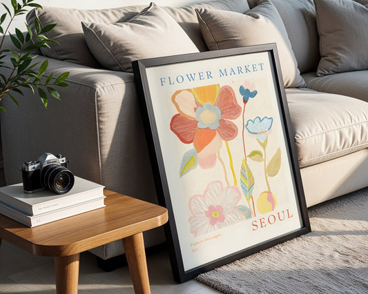 Seoul Flower Market Abstract Floral Framed Poster – Framed Wall Art Poster - Image 2