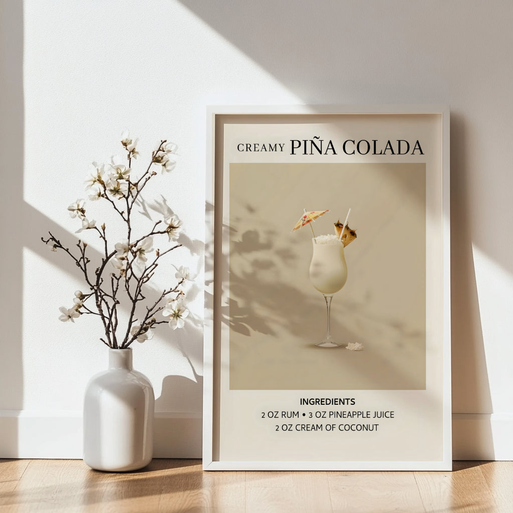 Creamy Piña Colada Cocktail Recipe Framed Poster – Framed Wall Art Poster - Image 4