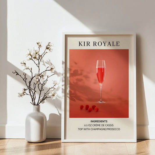 Kir Royale Cocktail Recipe Framed Poster – Framed Wall Art Poster - Image 2