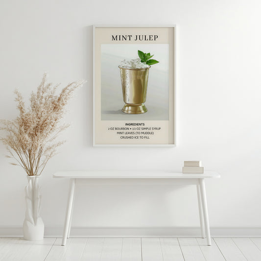 Mint Julep Cocktail Recipe Framed Poster – Framed Wall Art Poster - Image 2
