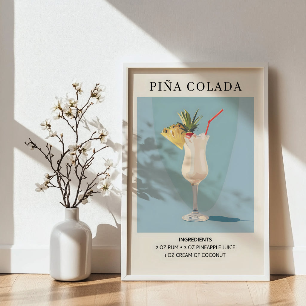 Piña Colada Cocktail Recipe Framed Poster – Framed Wall Art Poster - Image 4