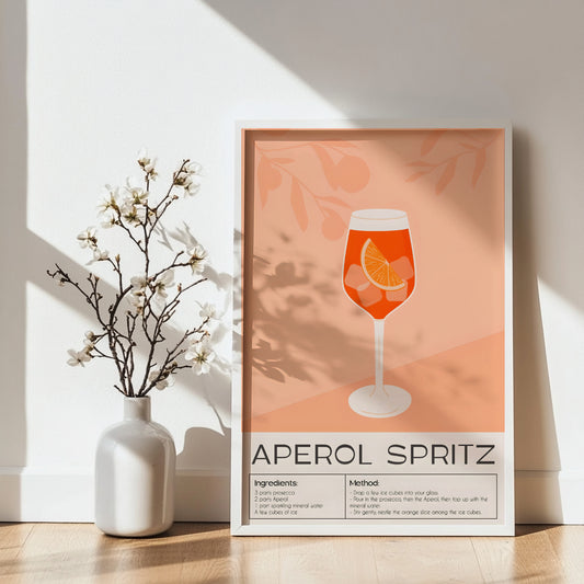 Aperol Spritz Cocktail Recipe - Style #1 Framed Poster – Framed Wall Art Poster - Image 2