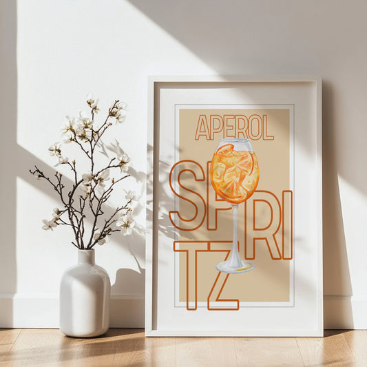 Aperol Spritz Cocktail Illustration Framed Poster – Framed Wall Art Poster - Image 2