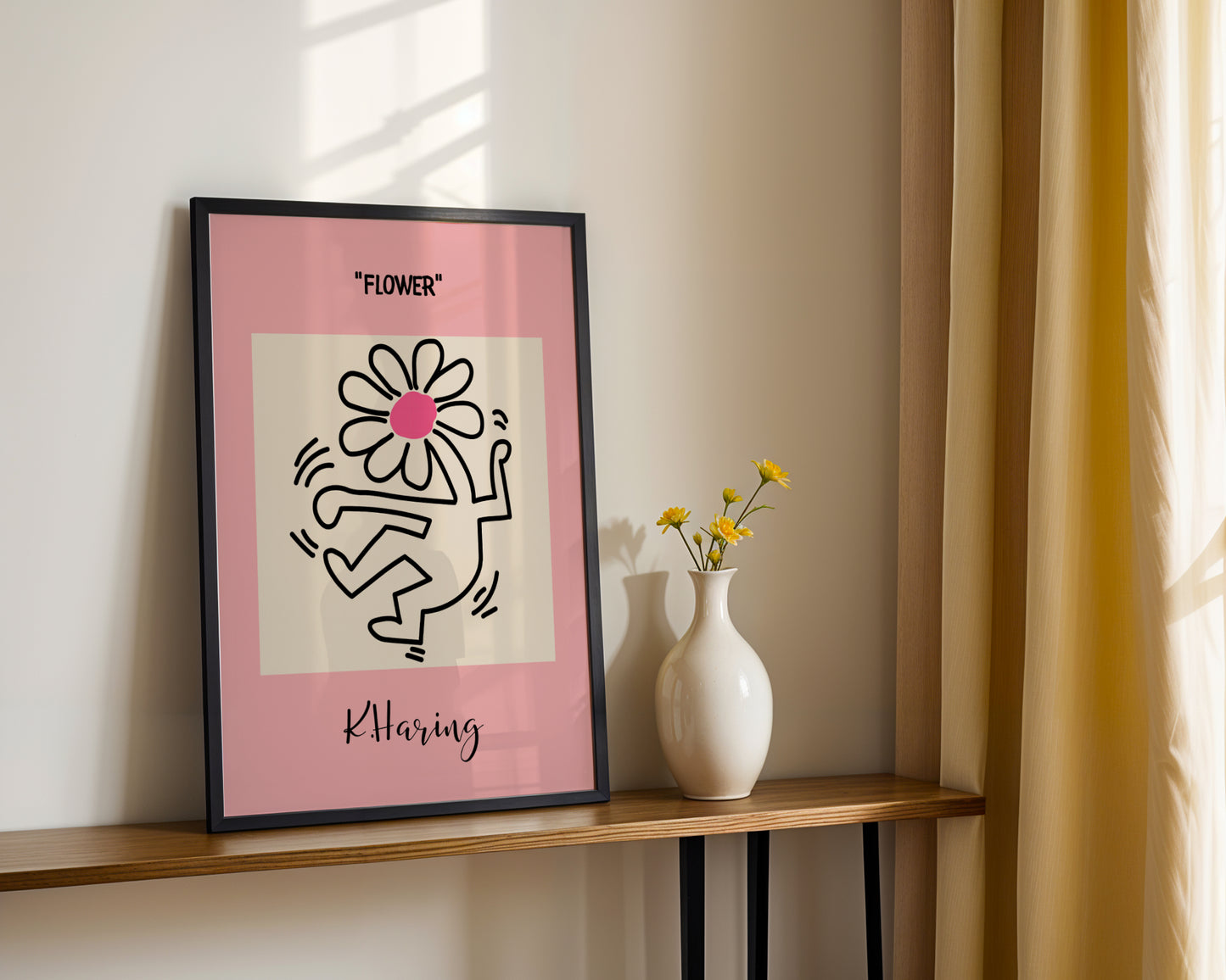 Keith Haring Inspired Flower Pop Art Framed Poster - View 4