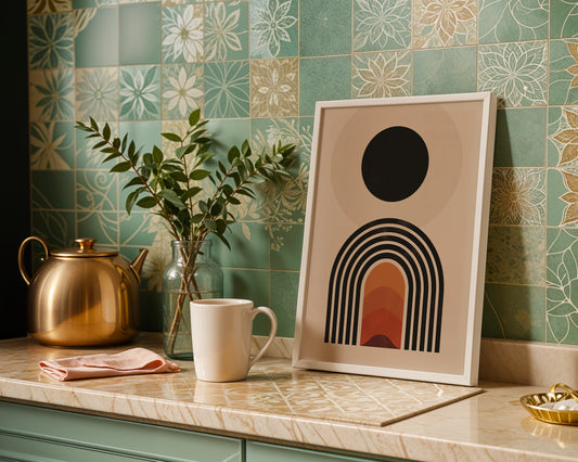 Minimalist Sunset Arch Geometric Wall Art – Framed Wall Art Poster - Image 2