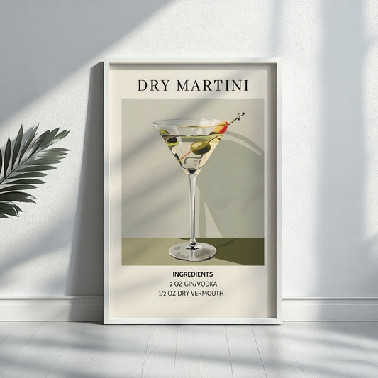 Dry Martini Cocktail Recipe Framed Poster – Framed Wall Art Poster - Image 2
