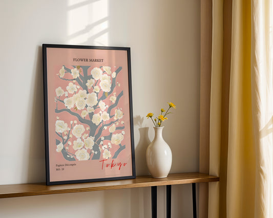 Tokyo Cherry Blossom Flower Market Framed Poster – Framed Wall Art Poster - Image 2