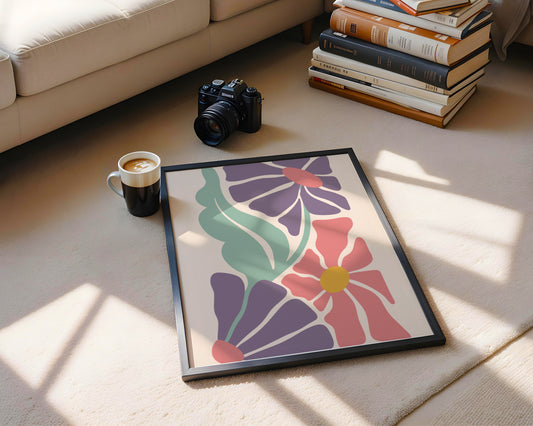 Abstract Pastel Floral Minimalist Framed Poster - View 2