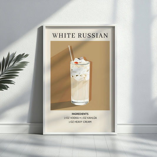White Russian Cocktail Recipe Framed Poster – Framed Wall Art Poster - Image 2