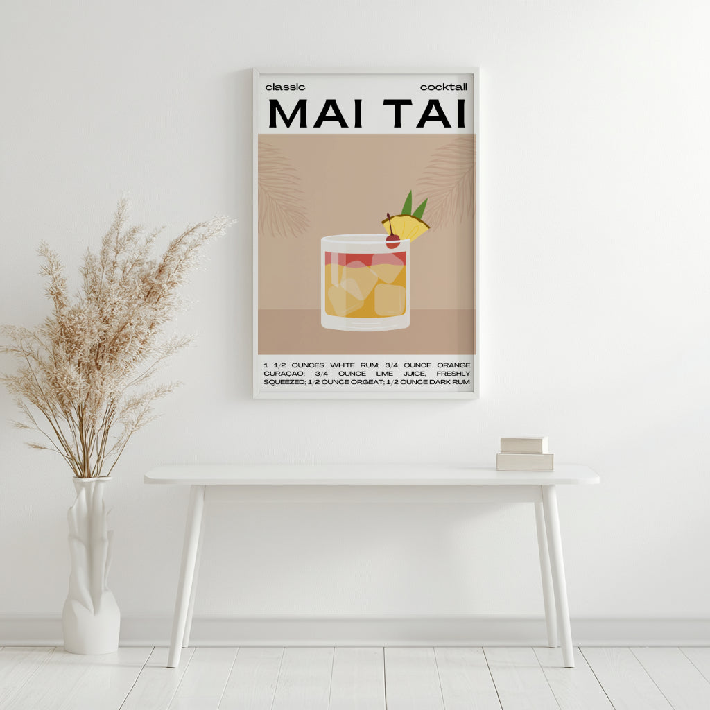 Classic Mai Tai Cocktail Recipe Framed Poster#1 – Framed Wall Art Poster - Image 4