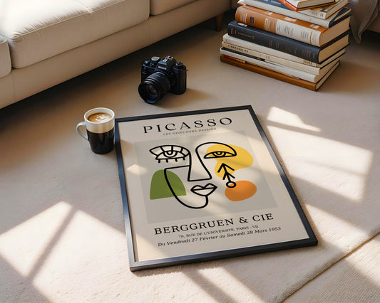 Picasso Les Dejeuners Dessins Abstract Face Framed Poster - View 1