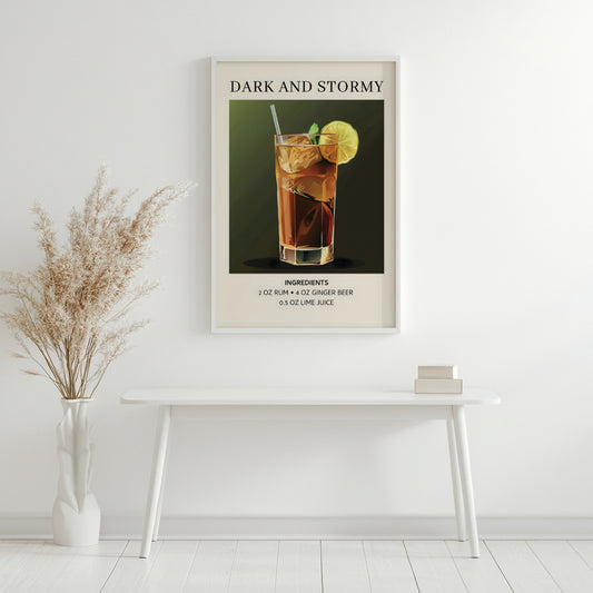Dark & Stormy Cocktail Recipe Framed Wall Art – Framed Wall Art Poster - Image 2