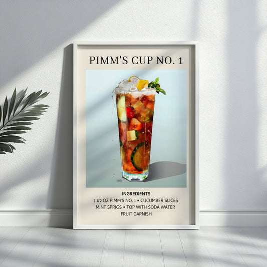 Pimm's Cup No. 1 Cocktail Recipe Framed Poster – Framed Wall Art Poster - Image 2
