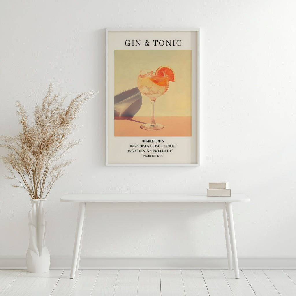 Gin & Tonic Cocktail Recipe Framed Poster – Framed Wall Art Poster - Image 4