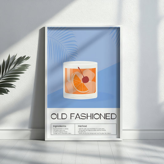 Old Fashioned Cocktail Recipe Framed Poster#1 – Framed Wall Art Poster - Image 2