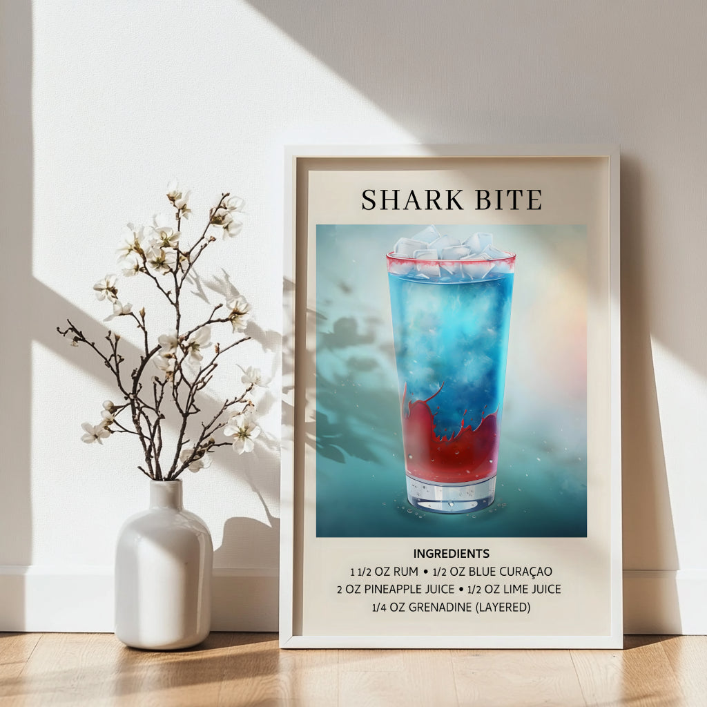Shark Bite Cocktail Recipe Framed Poster – Framed Wall Art Poster - Image 4