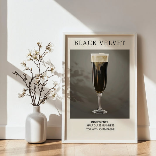 Black Velvet Cocktail Recipe Framed Poster – Framed Wall Art Poster - Image 2