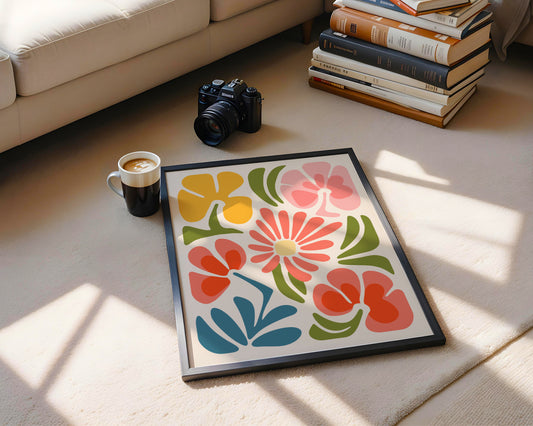 Abstract Mid-Century Modern Floral Framed Poster – Framed Wall Art Poster - Image 2