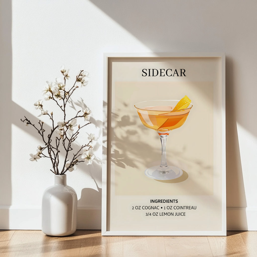 Sidecar Cocktail Recipe Minimalist Framed Poster – Framed Wall Art Poster - Image 4