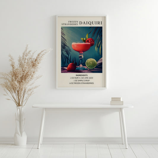 Frozen Strawberry Daiquiri Recipe Framed Wall Art – Framed Wall Art Poster - Image 2