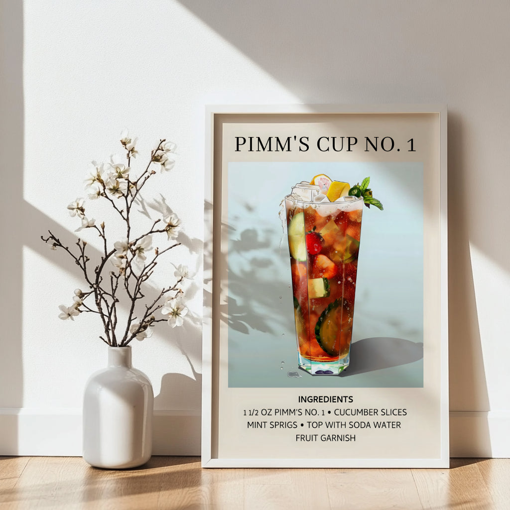 Pimm's Cup No. 1 Cocktail Recipe Framed Poster – Framed Wall Art Poster - Image 4
