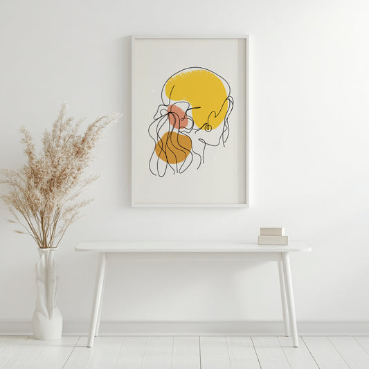 Abstract Woman Profile Line Art Framed Poster